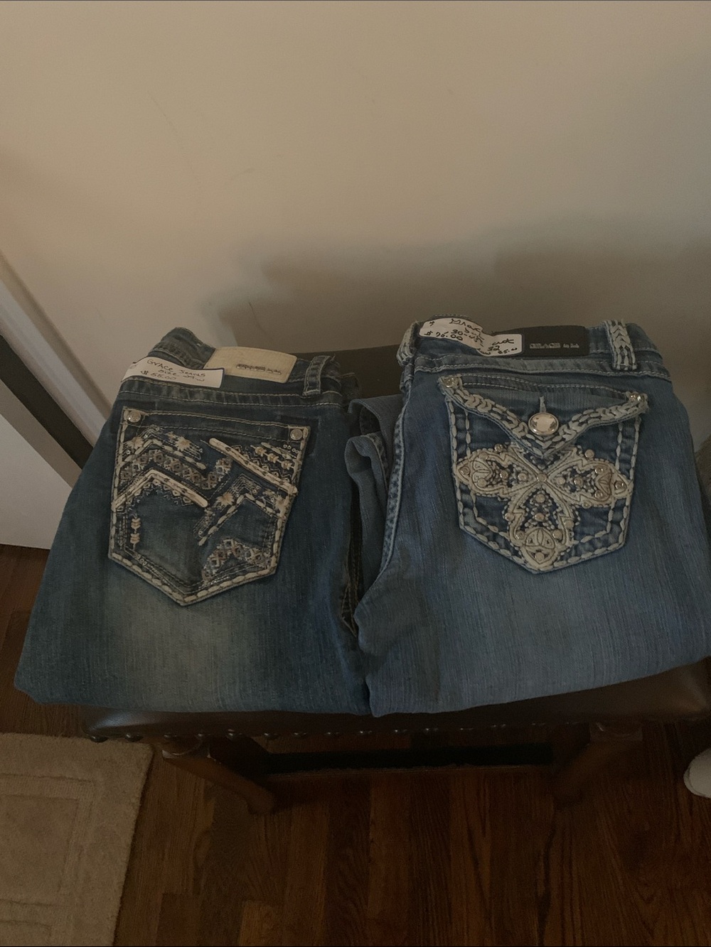 Miss Me Light Blue Embroidered Boot Cut Jeans Duo
